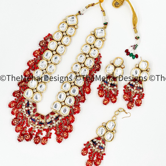 Elegant Red and Gold Jewelry Set